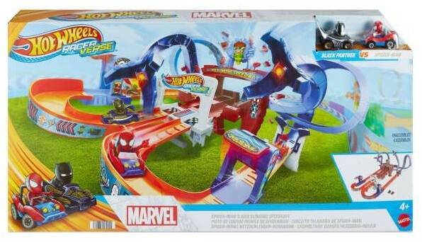 Hot Wheels Racer Verse Marvel - Spider-Mans' Web Slinging Speedway (HTM08) Spielzeug-Fahrzeuge